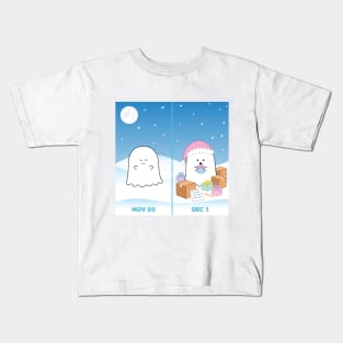 Gordie the Ghost (Nov 30 vs Dec 1) | by queenie's cards Kids T-Shirt